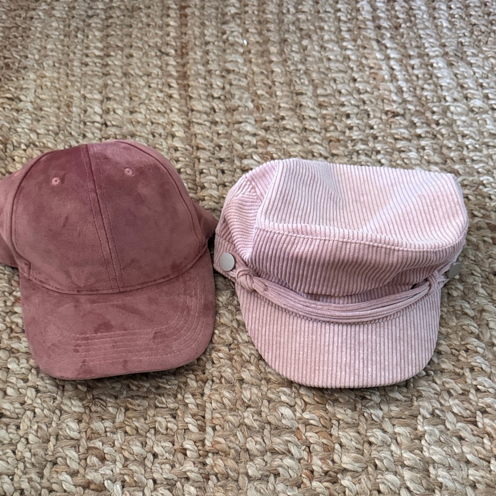 Velvet pink corduroy captain Parkhurst Mauve and Pink Hat dad cap Duo bundle